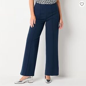 Liz Claiborne Womens Wide Leg Palazzo Pant | Navy | sz L